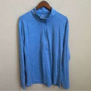 Travis Mathew Men’s Blue Heathered Striped Quarter Zip Pullover